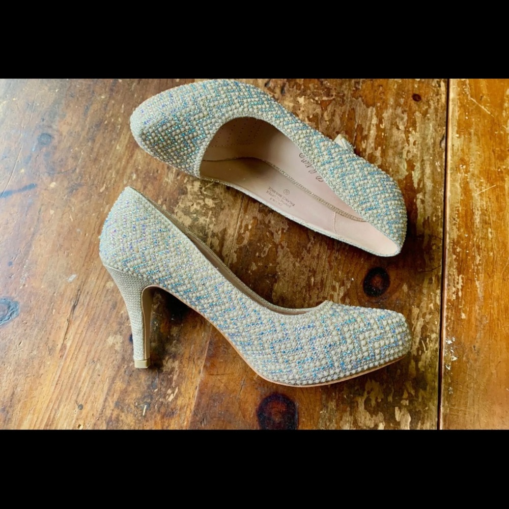 High Heel Golden Light Blue De blossom size 8 1/2